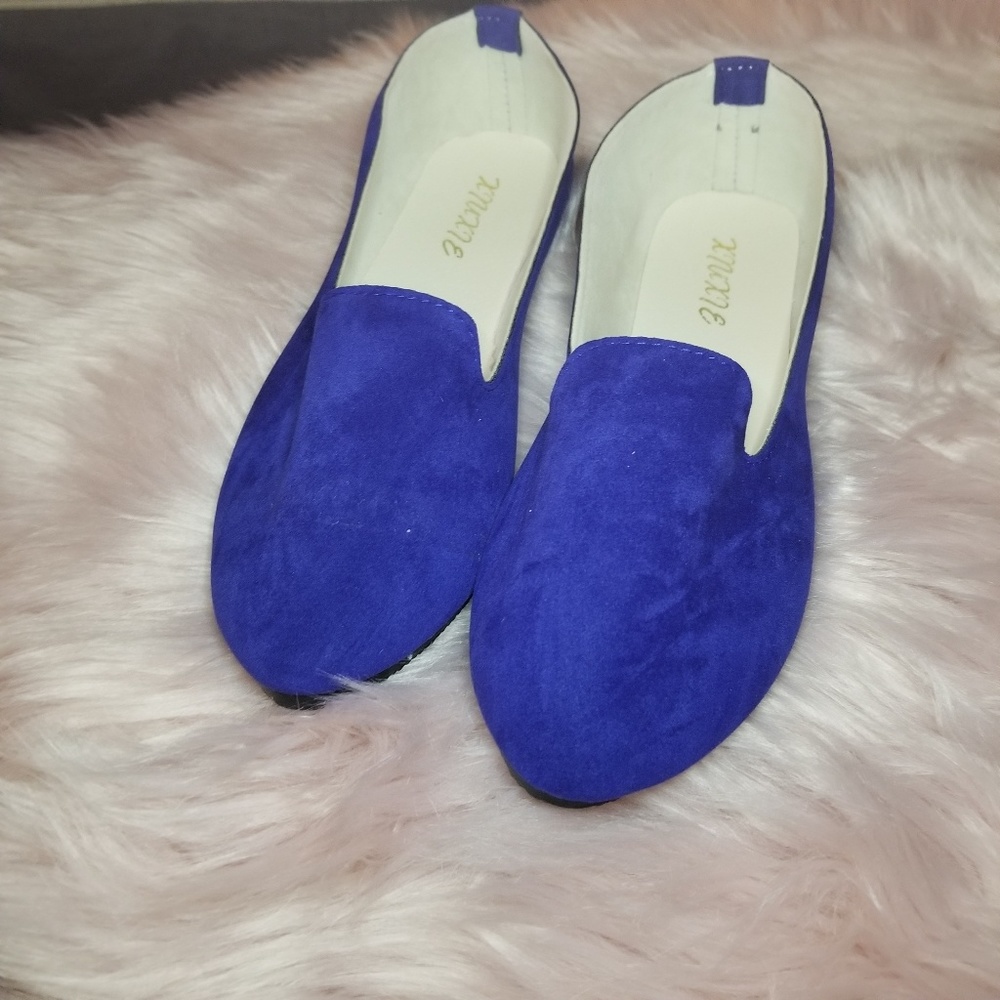 Blue loafers.